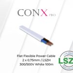 Flat Flexible Power Cable  2 x 0,75mm / LSZH / 300/500V White 100m