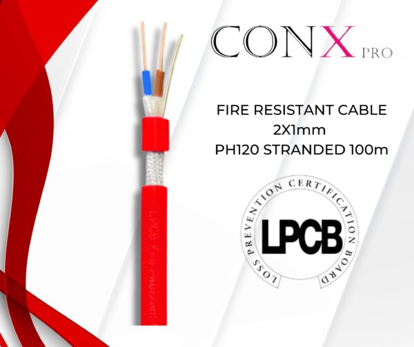 FIRE RESISTANT CABLE 2X1mm PH120 LPCB STRANDED 100m