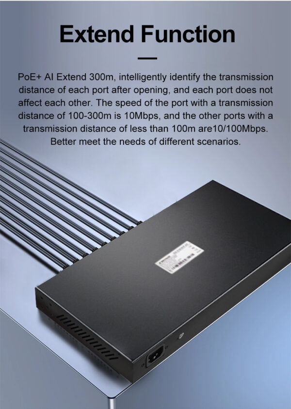 4 Port 10/100M RJ45 Smart Hi-PoE Switch with IP Camera - Image 3