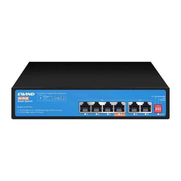 4 Port 10/100M RJ45 Smart Hi-PoE Switch with IP Camera