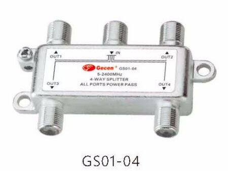 Custom Satellite or Aerial F Type 4 Way Splitter 5-2400MHz Silve