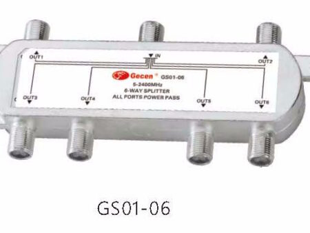Custom Satellite or Aerial F Type 6 Way Splitter 5-2400MHz Silve