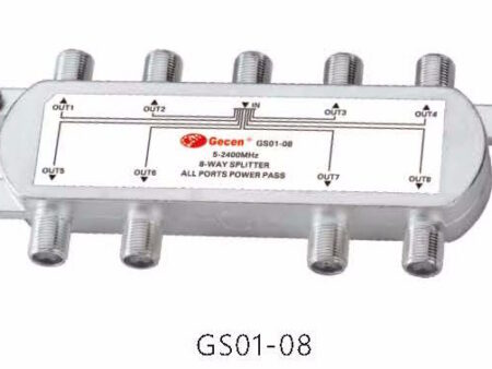 Custom Satellite or Aerial F Type 8 Way Splitter 5-2400MHz Silver