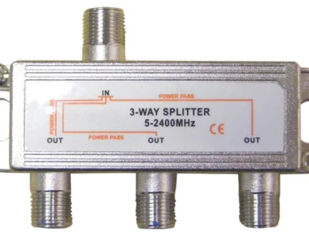 Custom Satellite or Aerial F Type 3 Way Splitter 5-2400MHz Silver